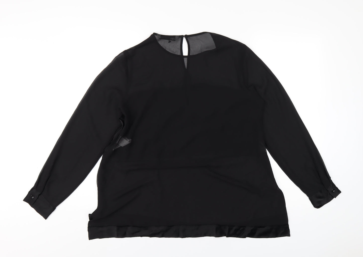 Womens UK Size XS Zara Black Basic T-Shirt