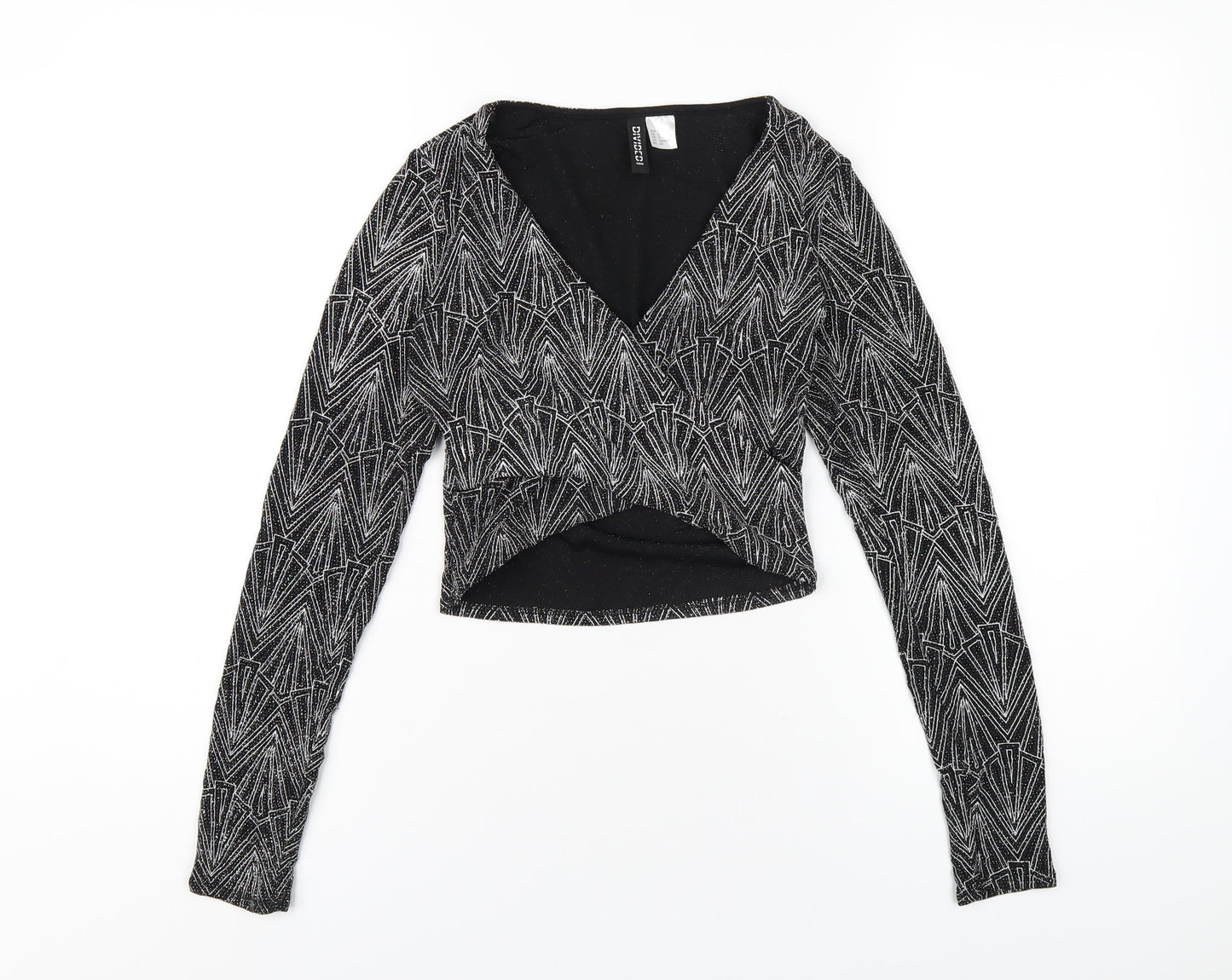 Womens UK Size S H&M Black Cropped T-Shirt