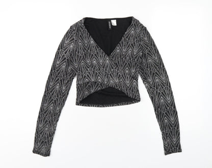 Womens UK Size S H&M Black Cropped T-Shirt