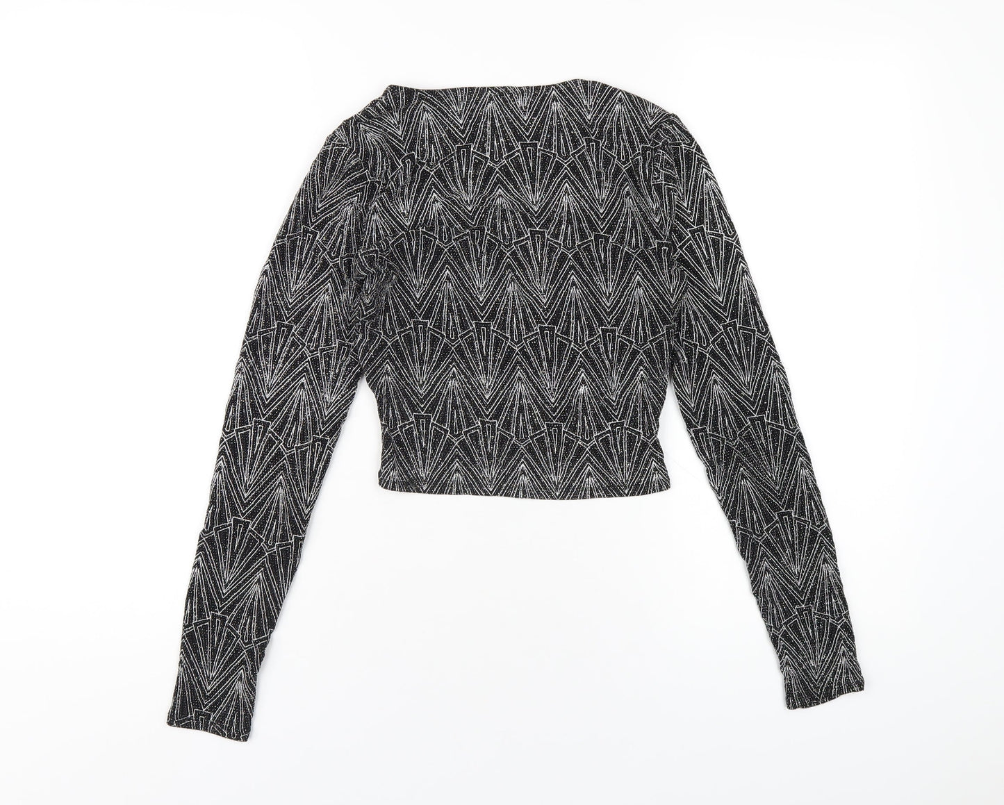 Womens UK Size S H&M Black Cropped T-Shirt