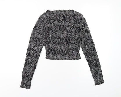 Womens UK Size S H&M Black Cropped T-Shirt