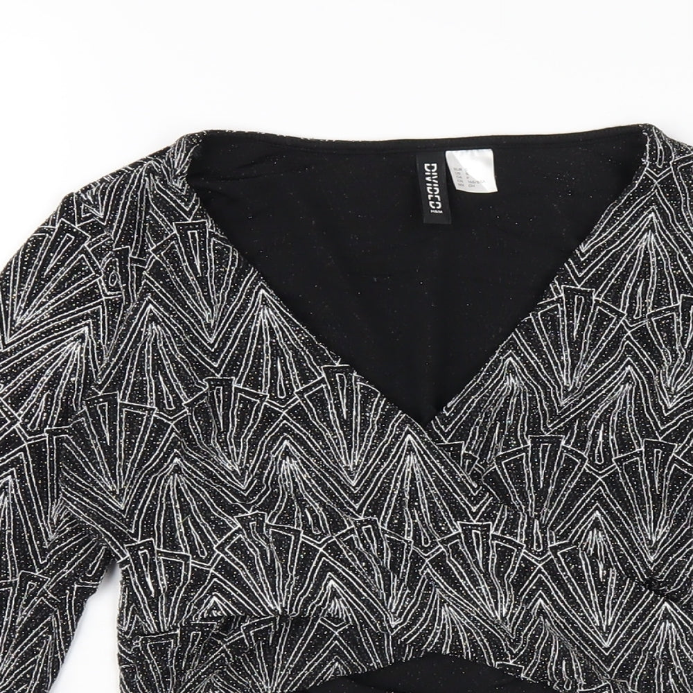 Womens UK Size S H&M Black Cropped T-Shirt