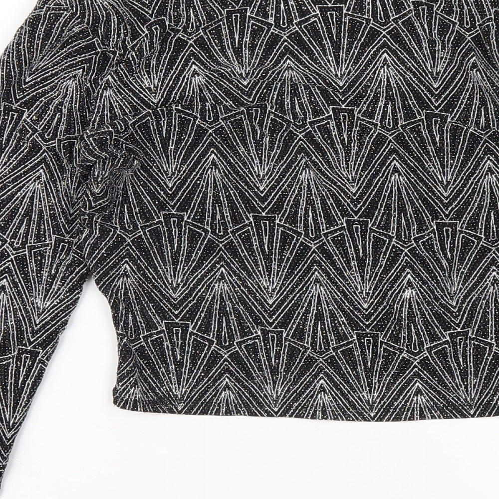Womens UK Size S H&M Black Cropped T-Shirt