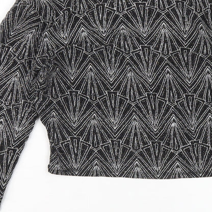 Womens UK Size S H&M Black Cropped T-Shirt