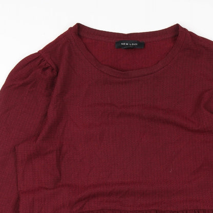 New Look Womens Red Polyester A-Line Size 10 Round Neck Pullover
