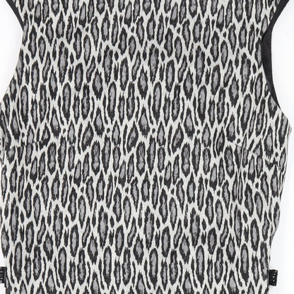 Precis Womens Grey Animal Print Polyester Pencil Dress Size 12 Round Neck Zip