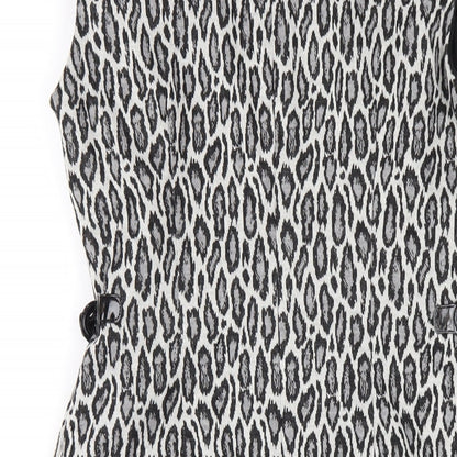 Precis Womens Grey Animal Print Polyester Pencil Dress Size 12 Round Neck Zip