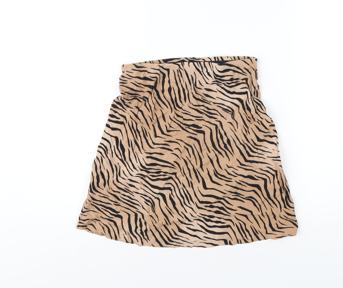 New Look Womens Brown Animal Print Viscose A-Line Skirt Size 8