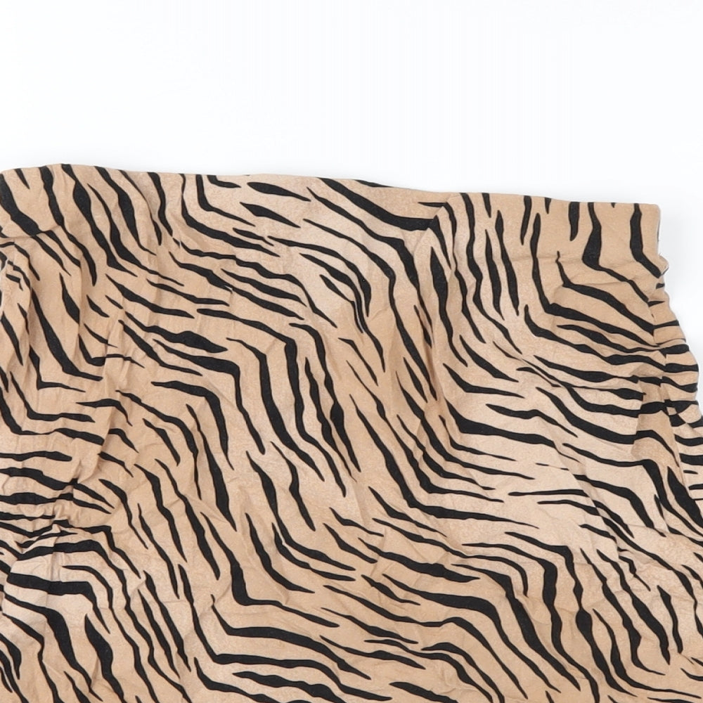 New Look Womens Brown Animal Print Viscose A-Line Skirt Size 8