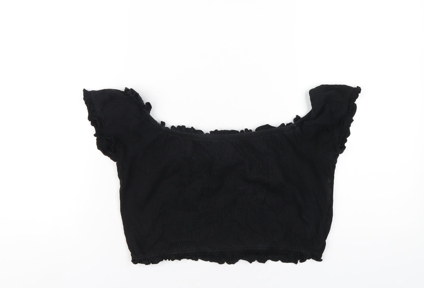 Womens UK Size 12 New Look Black Cropped T-Shirt