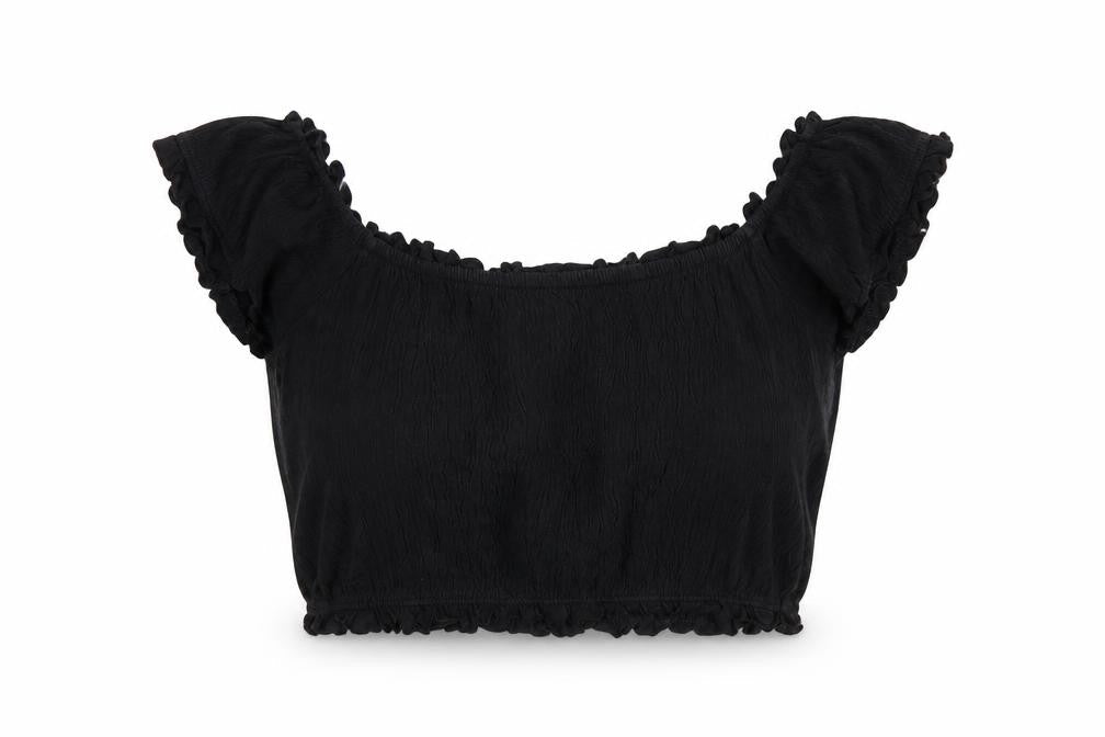 Womens UK Size 12 New Look Black Cropped T-Shirt