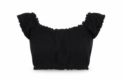 Womens UK Size 12 New Look Black Cropped T-Shirt