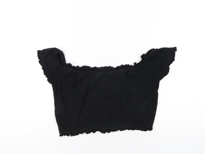 Womens UK Size 12 New Look Black Cropped T-Shirt
