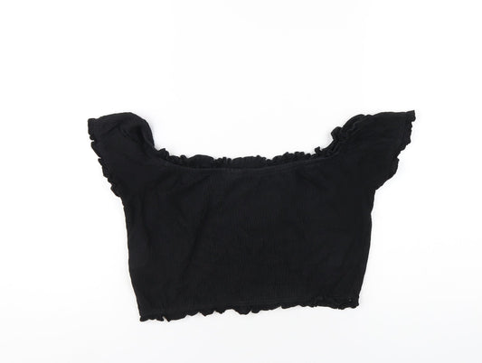 Womens UK Size 12 New Look Black Cropped T-Shirt