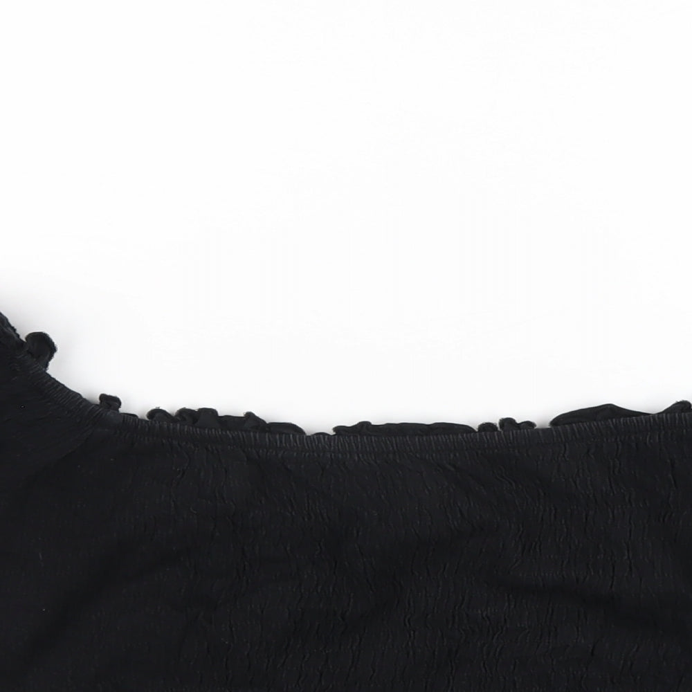 Womens UK Size 12 New Look Black Cropped T-Shirt