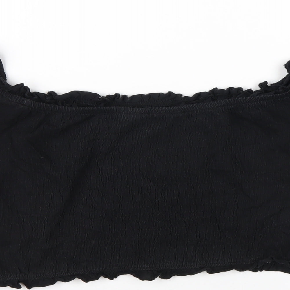 Womens UK Size 12 New Look Black Cropped T-Shirt