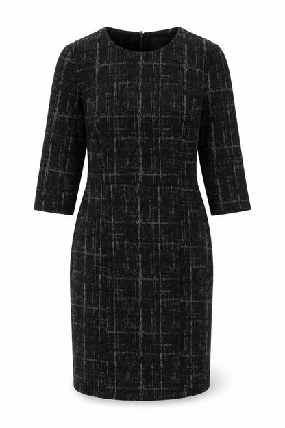NEXT Womens Black Geometric Polyester Pencil Dress Size 12 Round Neck Zip