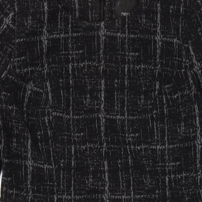 NEXT Womens Black Geometric Polyester Pencil Dress Size 12 Round Neck Zip