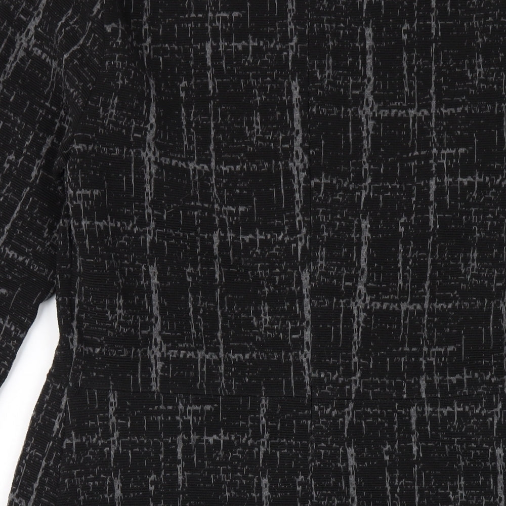 NEXT Womens Black Geometric Polyester Pencil Dress Size 12 Round Neck Zip