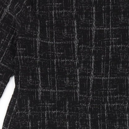 NEXT Womens Black Geometric Polyester Pencil Dress Size 12 Round Neck Zip