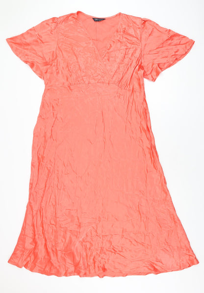 Marks and Spencer Womens Pink Viscose A-Line Size 22 V-Neck Pullover