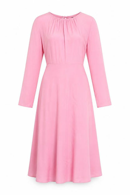 Marks and Spencer Womens Pink Polyester A-Line Size 10 Round Neck Zip