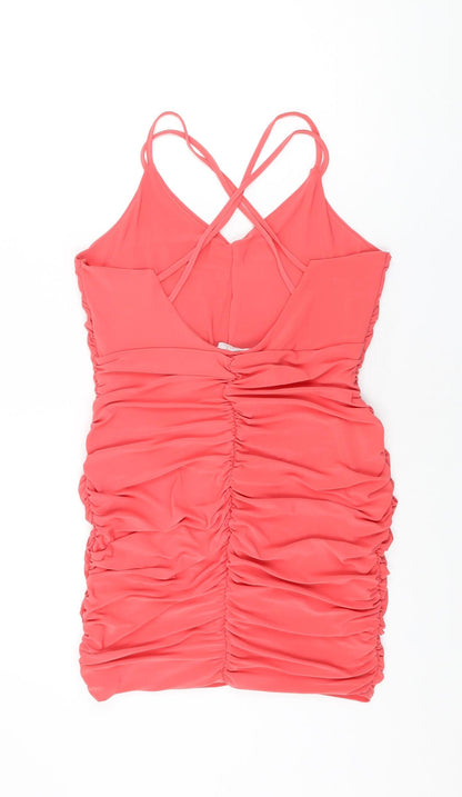 Quiz Womens Pink Polyester Mini Size 14 V-Neck Pullover