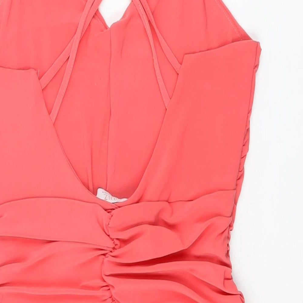 Quiz Womens Pink Polyester Mini Size 14 V-Neck Pullover