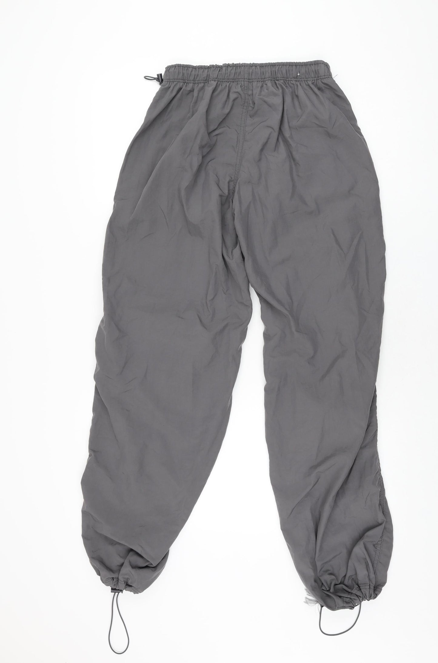 Bershka Womens Grey Polyamide Windbreaker Trousers Size XS L29 in Regular Drawstring