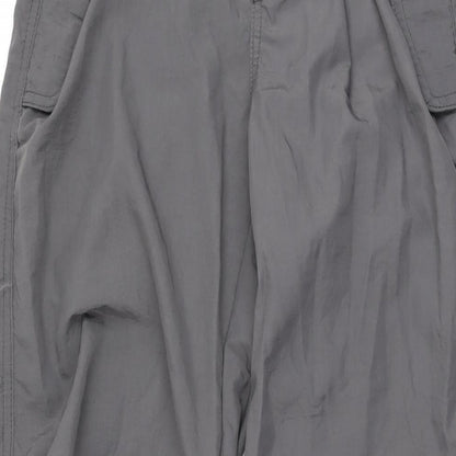 Bershka Womens Grey Polyamide Windbreaker Trousers Size XS L29 in Regular Drawstring