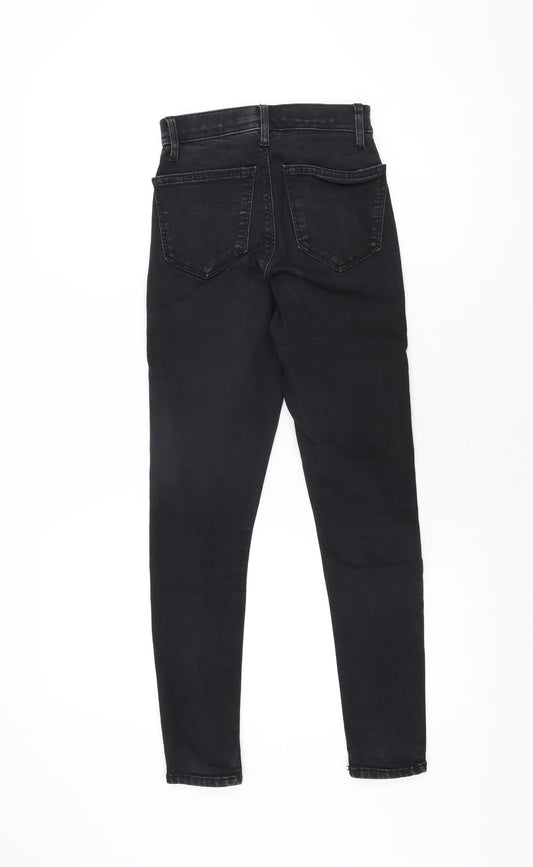 Topshop Womens Black Cotton Skinny Jeans Size 25 in L25 in Regular Zip