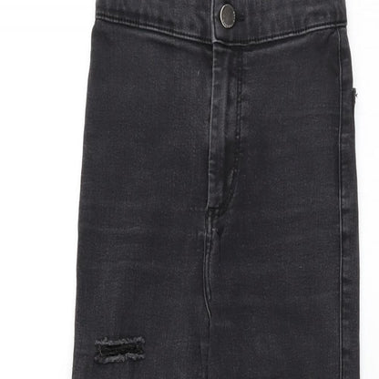 Topshop Womens Black Cotton Skinny Jeans Size 25 in L30 in Regular Zip