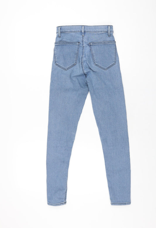 Topshop Womens Blue Cotton Skinny Jeans Size 25 in L30 in Regular Zip