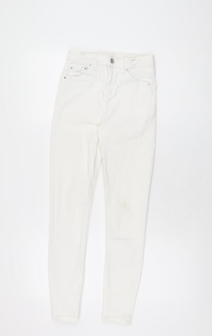 Topshop Womens White Cotton Skinny Jeans Size 25 in L30 in Regular Zip