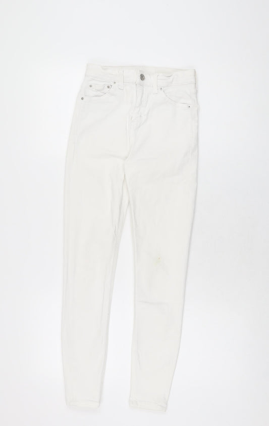 Topshop Womens White Cotton Skinny Jeans Size 25 in L30 in Regular Zip