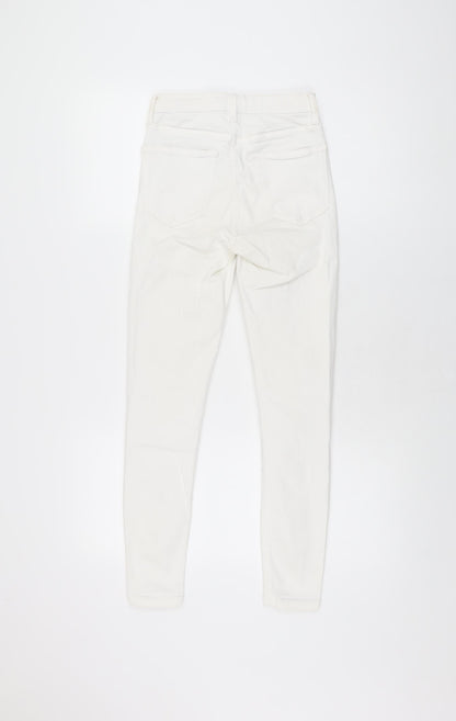 Topshop Womens White Cotton Skinny Jeans Size 25 in L30 in Regular Zip