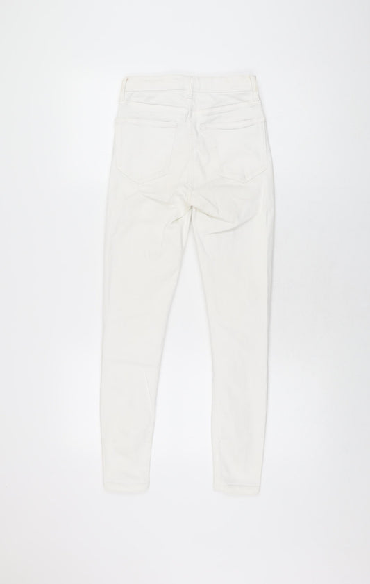Topshop Womens White Cotton Skinny Jeans Size 25 in L30 in Regular Zip