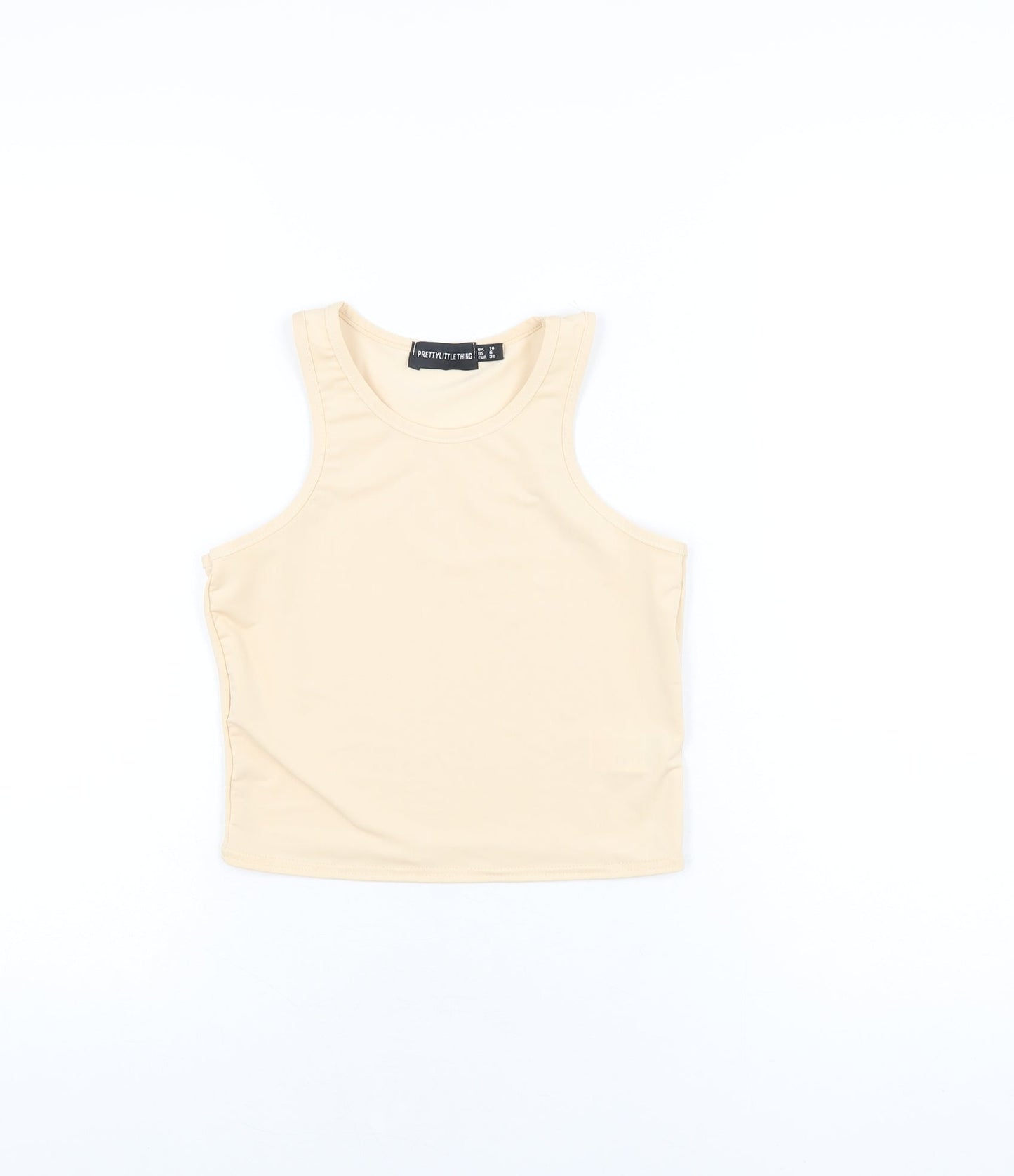 Womens UK Size 10 PRETTYLITTLETHING Beige Basic T-Shirt