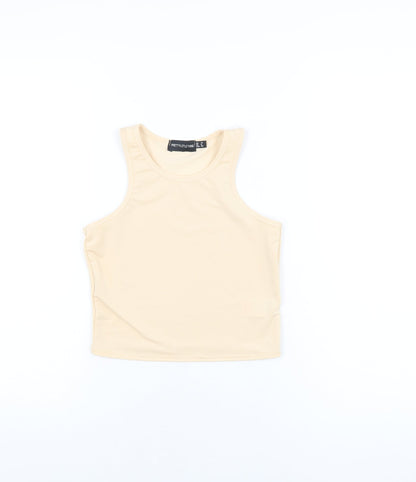 Womens UK Size 10 PRETTYLITTLETHING Beige Basic T-Shirt