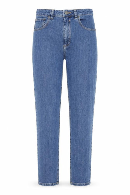 Front view of ASOS women’s blue cotton skinny jeans, size UK 28, in, 30-inch leg regular zip