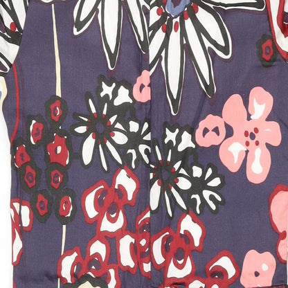 Ecoline Womens Purple Floral Cotton Bodycon Size 12 V-Neck Zip