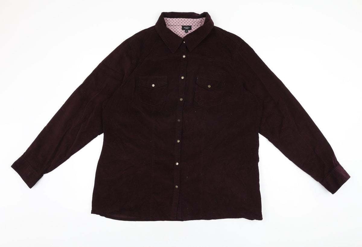 Bexley's Womens Red Cotton Basic Button-Up Size 20 Collared