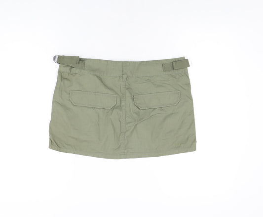 H&M Womens Green Cotton Mini Skirt Size S Zip