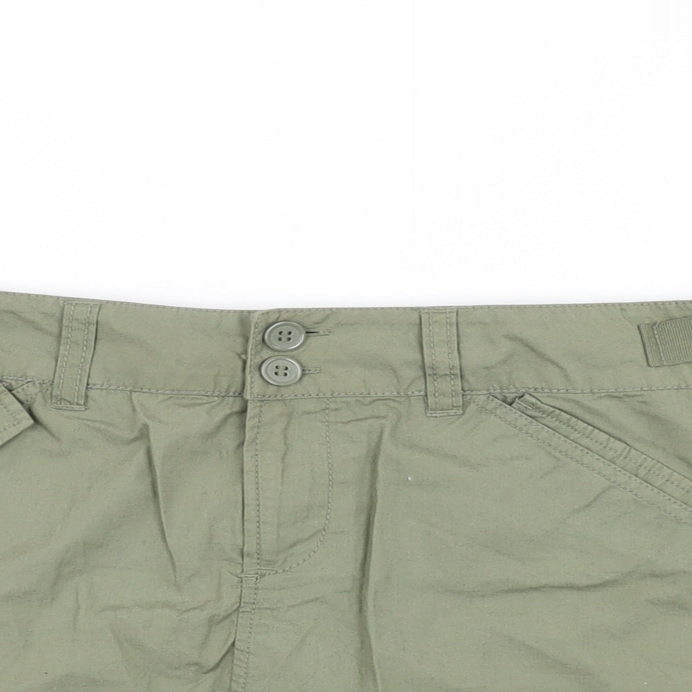 H&M Womens Green Cotton Mini Skirt Size S Zip