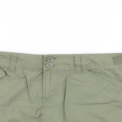 H&M Womens Green Cotton Mini Skirt Size S Zip