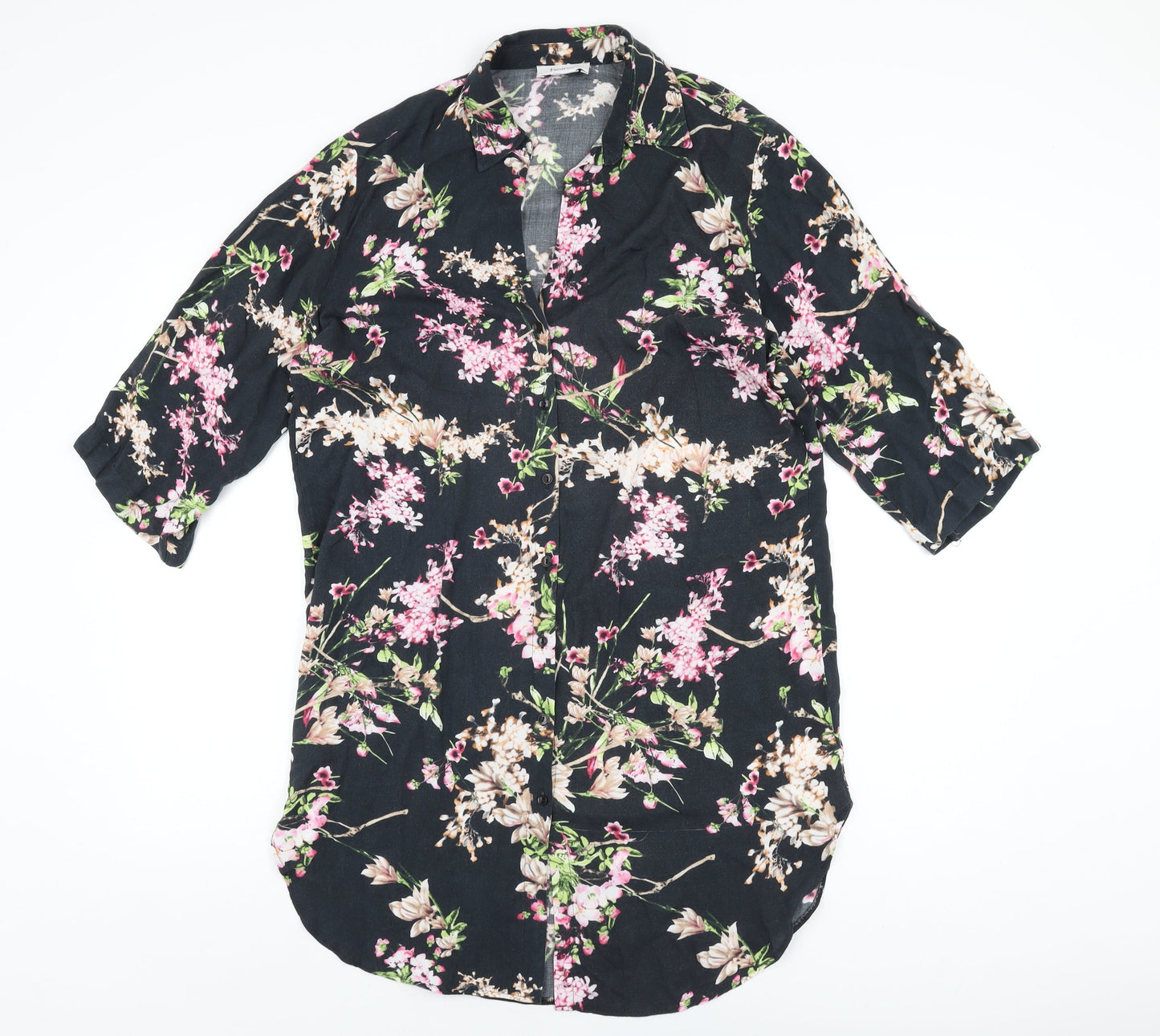 Womens UK Size 14 HEINE Black Basic Button-Up