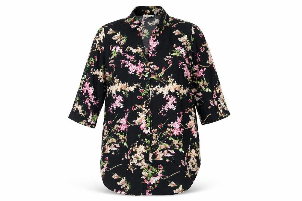 Womens UK Size 14 HEINE Black Basic Button-Up