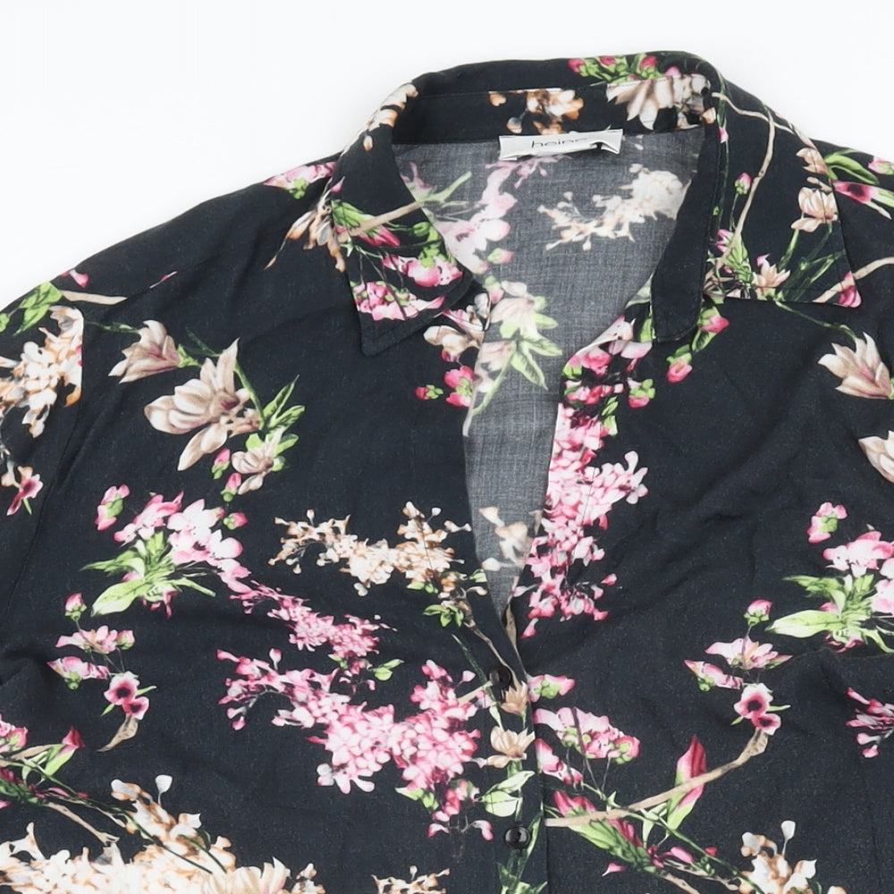 Womens UK Size 14 HEINE Black Basic Button-Up