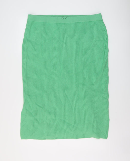 Marks and Spencer Womens Green Viscose A-Line Skirt Size XL