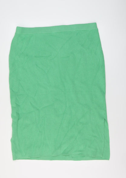 Marks and Spencer Womens Green Viscose A-Line Skirt Size XL